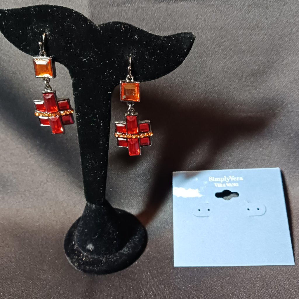 Vera Wang Two Tone Orange Drop Pierced Earrings